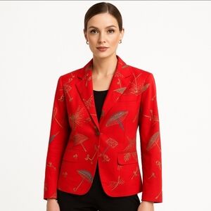 Jones New York Country Red Festival Pride Umbrella Party  Blazer Sz 8